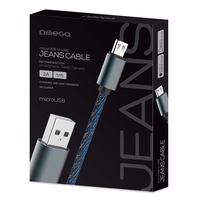 OMEGA CABLE JEANS MICRO USB 2A 118 CUIVRE 1M BOX BLEU 44200