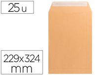 SOBRE LIDERPAPEL BOLSA N 7 KRAFT DIN C4 229X324 MM TIRA DE SILICONA PAQUETE DE 25 UNIDADES