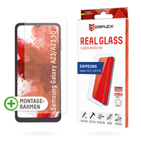 Displex Panzerglas (10H) für Samsung Galaxy A23 5G, Eco-Montagerahmen, Tempered Glas, kratzer-resistente Schutzfolie, hüllenfreundlich