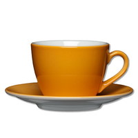 Kaffeeobertasse 0,21 l mit Untertasse 14,5cm, Farbe: apricot / aprikose, Form: