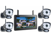 Komplettes Überwachungs-Set 4 Kameras Full HD Monitor App Bewegungsmelder
