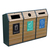 Timber Fronted Triple Recycling Unit - 294 Litre - Smooth Finish painted in Blue - Light Oak