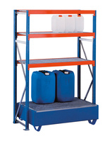 W 100 Umweltregal-Set, Grundregal, 2000 x 1250 x 600 mm, blau/orange/verzinkt