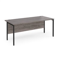 Maestro 25 straight desk 1800mm x 800mm - black H-frame leg and grey oak top