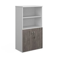 Duo combination unit with open top 1440mm high with 3 shelves - white with grey