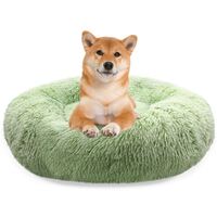 BLUZELLE Dog Bed for Medium Size Dogs, 32" Donut Dog Bed Washable, Round Dog Pillow Fluffy Plush, Calming Pet Bed Removable Mattress Soft Pad Comfort No-Skid Bottom Mint Green