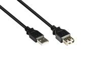 Verlängerungskabel USB 2.0 Stecker A an Buchse A, schwarz, 5m, Good Connections®