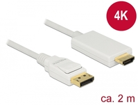 Kabel Displayport 1.2 Stecker an High Speed HDMI-A Stecker, passiv, 4K, weiß, 2m, Delock® [83818]