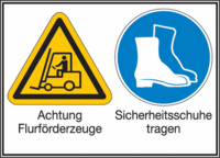 Sicherheitszeichen-Schild - Warnung vor Flurförderzeugen / Handschutz benutzen