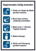 Hygiene-Anleitungen - Hygienemaske richtig anwenden, Blau, 37.1 x 26.2 cm