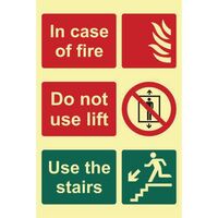 In case of fire do not use lift use the stairs sign