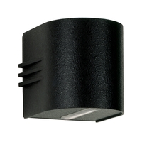 LED Außenwand-Strahler Typ Nr. 2307 - 2-seitig, eng/breit, Rund, IP44, 230V AC/DC, 6W 3000K 660lm, starr, Linse + Glas, Schwarz