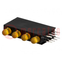 LED; in housing; 3mm; No.of diodes: 4; amber; 20mA; 80°; 1.6÷2.6V