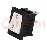 ROCKER; SPST; Pos: 2; ON-OFF; 10A/250VAC; white-red; none; R13-66-AC