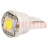 Lampadina LED; bianco neutro; T10,W2,1x9,5d,W5W; Unom: 12VDC