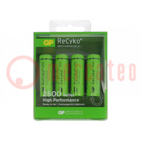 Batteria ric: Ni-MH; AA; 1,2V; 2500mAh; ReCyko+; Ø14,5x50,5mm; 4pz.