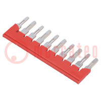 Comb bridge; ways: 10; red; Width: 8mm; UL94V-0