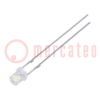 LED; 3mm; bianco freddo; 1120÷1560mcd; 140°; Frontale: piatte