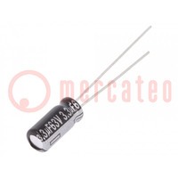 Capacitor: electrolytic; THT; 3.3uF; 63VDC; Ø5x11mm; Pitch: 2mm