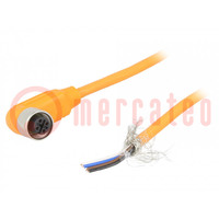 Connection lead; M12; PIN: 4; angled; 2m; plug; 240VAC; 4A; RKWTS