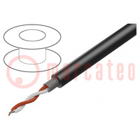 Wire: microphone cable; 2x0.35mm2; black; OFC; -20÷70°C; CPR: Eca