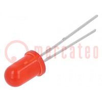 LED; 5mm; rood; 100÷160mcd; 30°; Voorkant: convex; Aant.uitg: 2