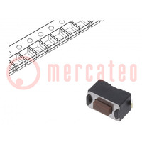 Microswitch TACT; SPST-NO; Pos: 2; 0.05A/12VDC; SMD; none; 1.6N