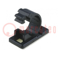 Screw down self-adhesive holder; 12mm; polyamide; black; UL94V-2