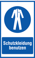 Fahnenschild - Schutzkleidung benutzen, Blau, 50 x 35 cm, PVC, Zur Wandmontage