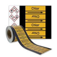 SafetyMarking Rohrleitungsband, Chlor, Gruppe 5, gelb, DIN 2403, Länge 33m