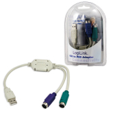 LogiLink Adapter USB - 2x PS/2 PS/2 kábel 0,2 M 2x 6-p Mini-DIN USB A Szürke
