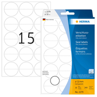 HERMA Étiquettes fermoirs perforées Ø 32 mm, transparentes, extrêmement adhésives, film mat, 240 pcs