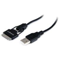 Câble Apple® Dock Connector 30 broches ou Micro USB vers USB pour iPad, iPhone, iPod - 65 cm Blanc