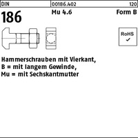Mutter Vierkant u DIN 186 Form B Hammerkopfschraube M12x40 Stahl 4.6 blank m 