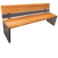 Venice Wood and Steel Seat - (209412) Venice Seat 1800mm - Wood and Steel Backrest - Light Oak - PROCITY Grey