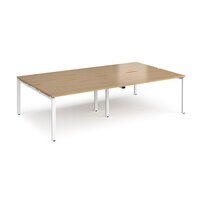 Adapt double back to back desks 2800mm x 1600mm - white frame and oak top