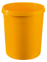 Papierkorb GRIP, 18 Liter, rund, mit 2 Griffmulden, extra stabil, gelb