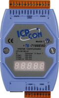 ICP CON, 7xRS232+1xRS485+DISPL I-7188E8D, ETHERNET EMB. CONTR Hálózati média konverterek