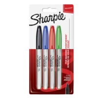 Sharpie Fein Rundspitze - 4er Blister, F / 0,9 mm, schwarz, blau, rot, grün