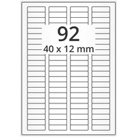 Wetterfeste Folienetiketten 40 x 12 mm, transparent, 9.200 Polyesteretiketten auf 100 DIN A4 Bogen, Universaletiketten permanent