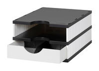styrodoc uno SET, 2 Fächer weiß / schwarz und 1 System-Schublade weiß mit Stegen
