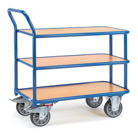 fetra® Leichter Tischwagen, 3 Ladeflächen 1000 x 700 mm, 400 kg Tragkraft