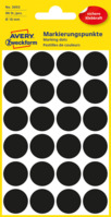 Markierungspunkte, Ø 18 mm, 4 Bogen/96 Etiketten, schwarz
