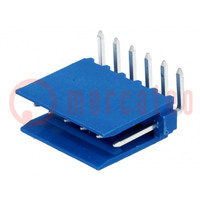 Socket; wire-board; male; HE14; 2.54mm; PIN: 6; THT; 3A; tinned; blue