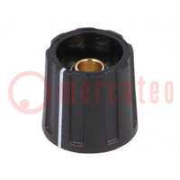 Knob; with pointer; ABS; Øshaft: 6mm; Ø16x15.5mm; black; A2616