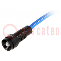 Kontrollleuchte: LED; konkav; blau; 230VAC; Ø11mm; IP40; Kunststoff