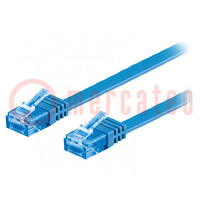 Patch cord; U/UTP; 6a; sodrat; Cu; PVC; kék; 1m; 32AWG