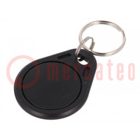 Llavero RFID; ISO 11784/5,T5577; plástico; negro; 125kHz