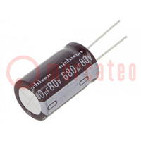 Condensador: electrolítico; low ESR; THT; 680uF; 80VDC; Ø18x30,5mm