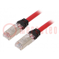 Patch cord; S/FTP,TX6A™ 10Gig; 6a; sodrat; Cu; LSZH; piros; 3m